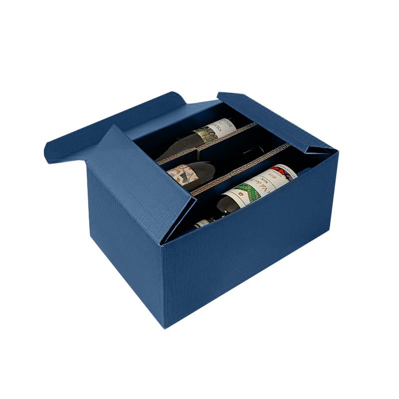 Zubuchbar: Geschenkverpackung – Saphirblauer Weinkarton für 6 Flaschen